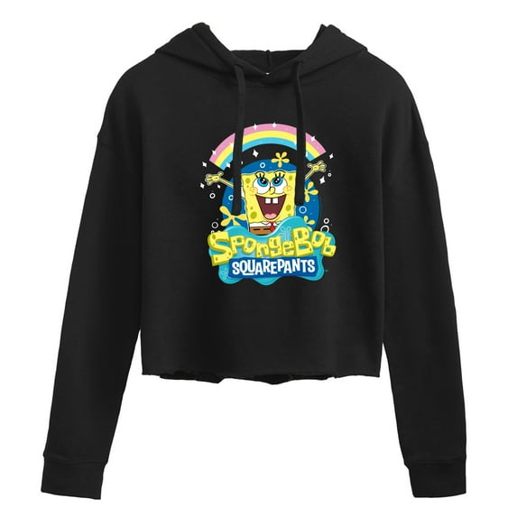 SpongeBob SquarePants - Rainbow Spongebob - Juniors Cropped Pullover Hoodie