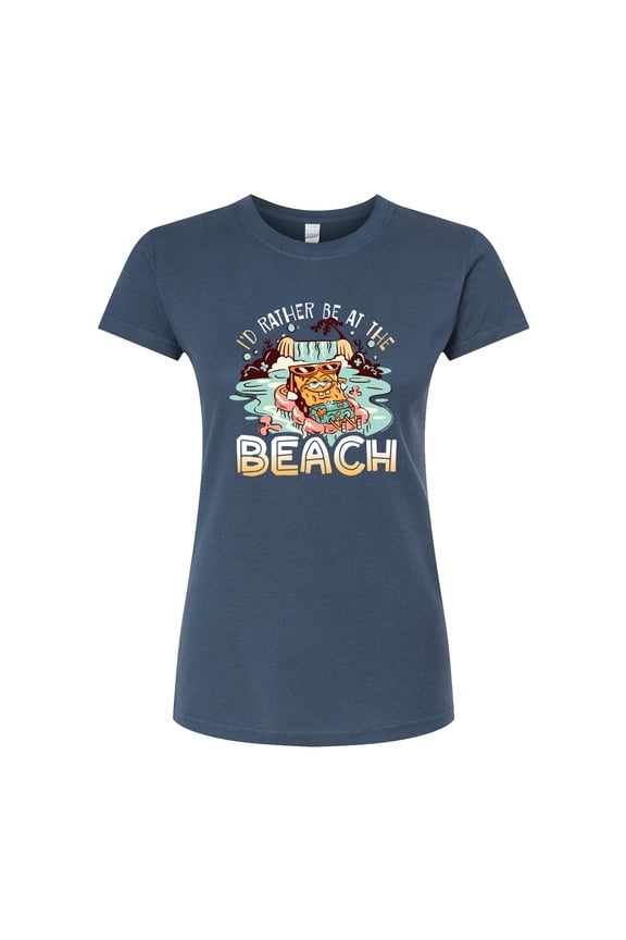 - Rather Be At Beach - Juniors Fitted Graphic T-Shirt