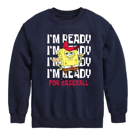 SpongeBob SquarePants - Ready For Baseball - Toddler And Youth Crewneck Fleece Sweatshirt