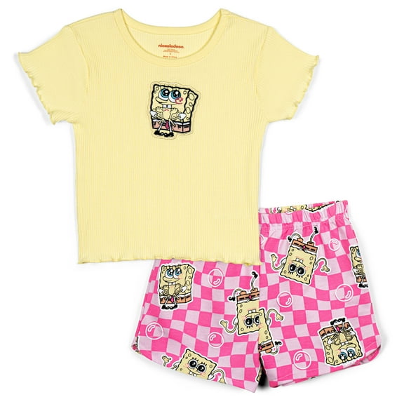 SpongeBob SquarePants Ribbed T-Shirt and French Terry Shorts Outfit Set Toddler to Big Kid