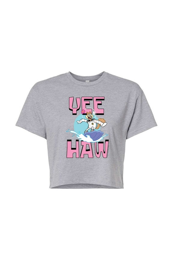 - Sandy Cheeks - Juniors Cropped Cotton Blend T-Shirt