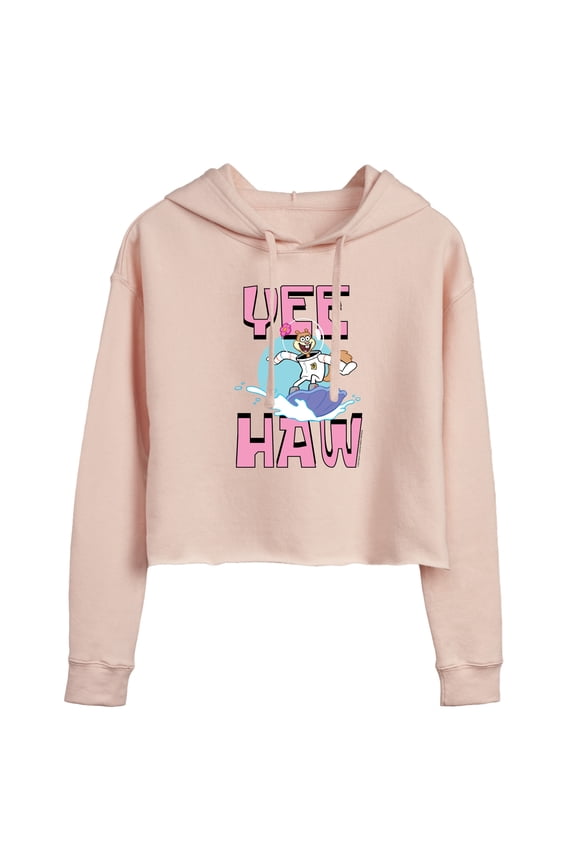 - Sandy Cheeks - Juniors Cropped Pullover Hoodie