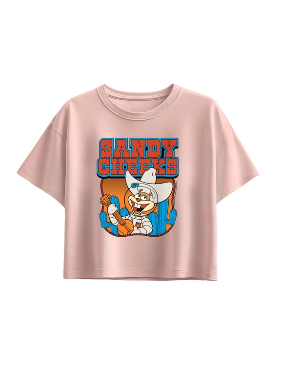 - Sandy Cheeks Western Girls' Short Sleeve Boxy Graphic T-Shirt