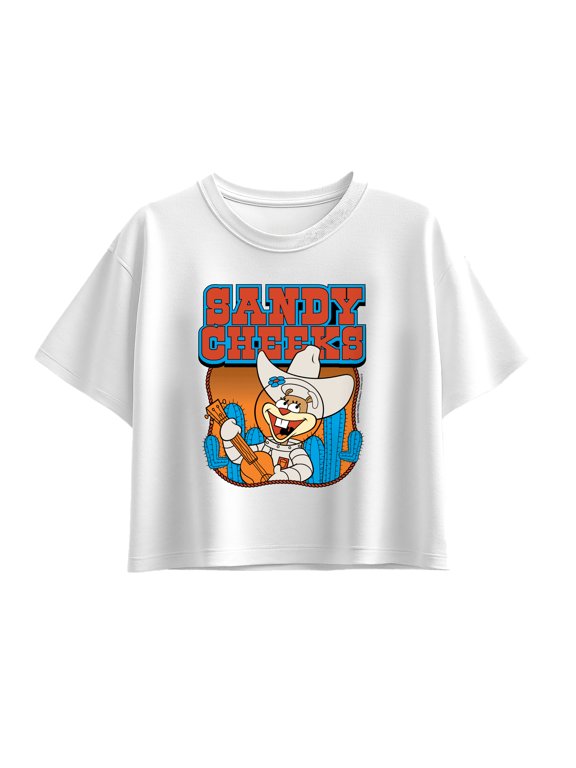 - Sandy Cheeks Western Girls' Short Sleeve Boxy Graphic T-Shirt