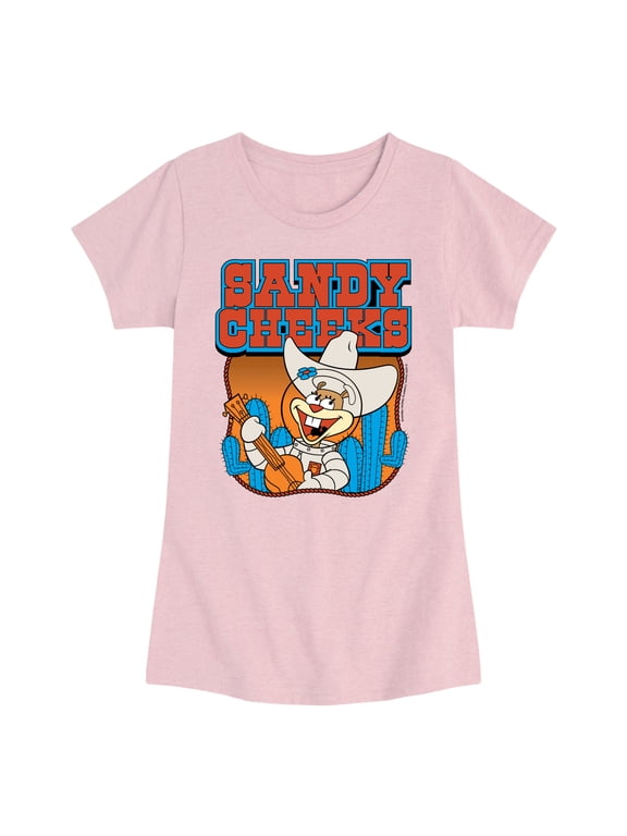 - Sandy Cheeks Western Girls' Fitted Short Sleeve Graphic T-Shirt