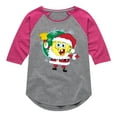 thumbnail image 1 of SpongeBob SquarePants - Santa Spongebob - Toddler & Youth Girls Raglan Graphic T-Shirt, 1 of 5
