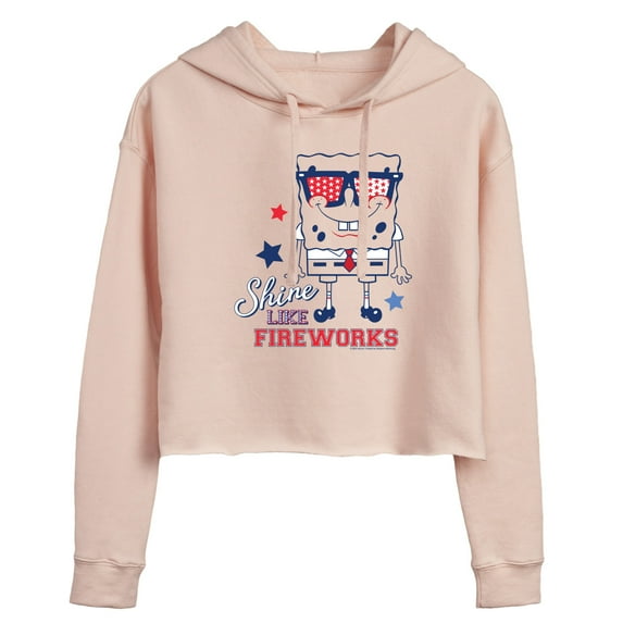 SpongeBob SquarePants - Shine Like Fireworks - Juniors Cropped Pullover Hoodie