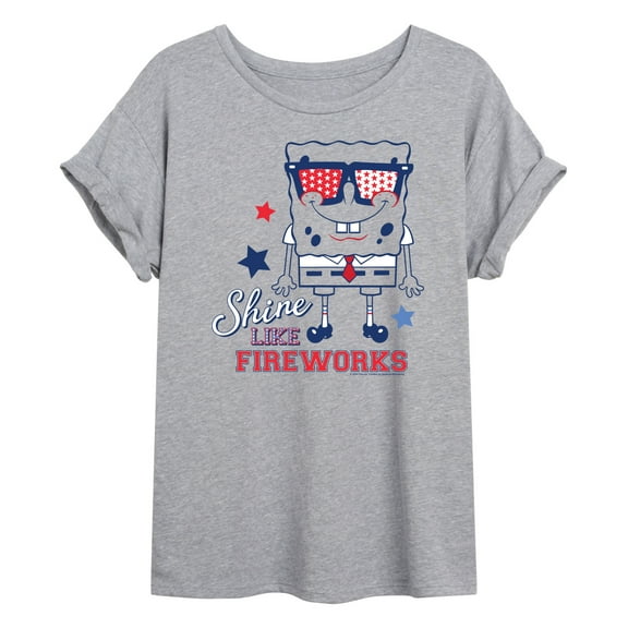 SpongeBob SquarePants - Shine Like Fireworks - Juniors Ideal Flowy Muscle T-Shirt