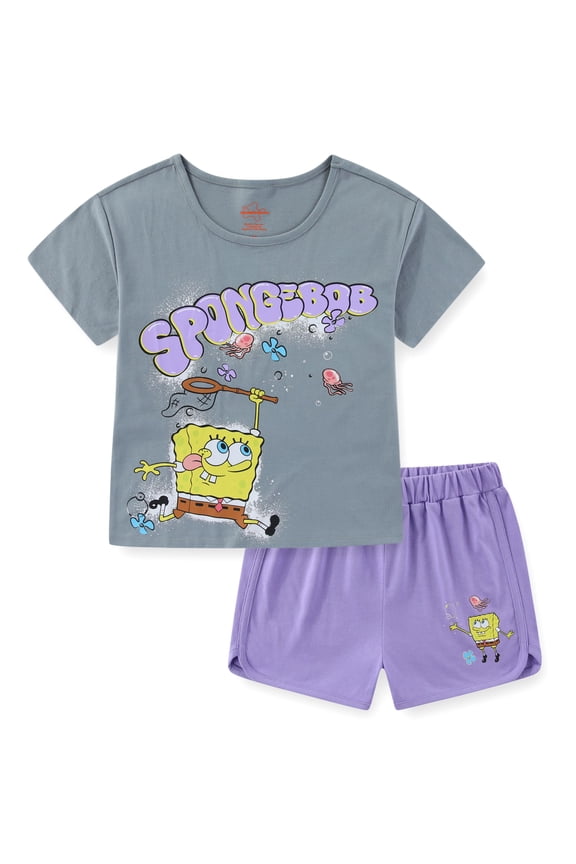 Short Sleeve T-Shirt and Short Set (Girls), 2 Piece Set, Sizes 4-12