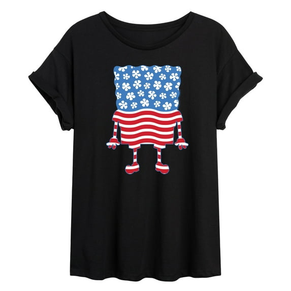 SpongeBob SquarePants - Silhouette Stars Stripes - Women's Oversized T-Shirt