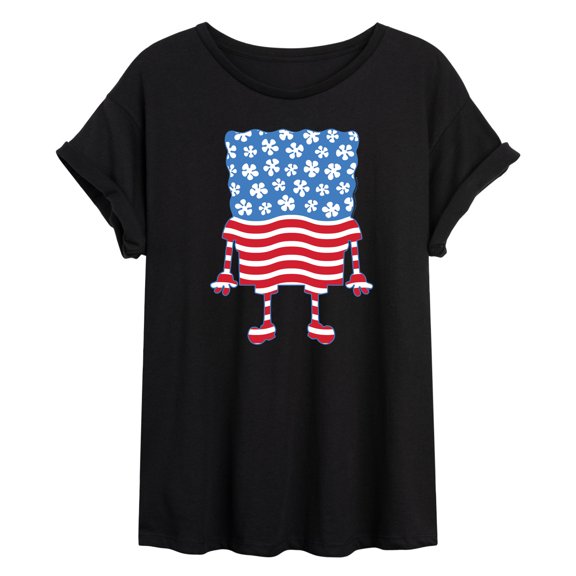 SpongeBob SquarePants - Silhouette Stars Stripes - Juniors Ideal Flowy Muscle T-Shirt