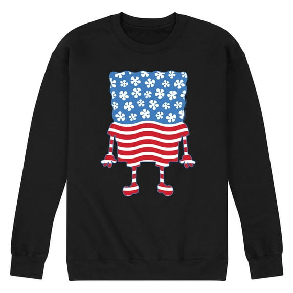 SpongeBob SquarePants - Silhouette Stars Stripes - Men's Crew Neck Fleece Pullover