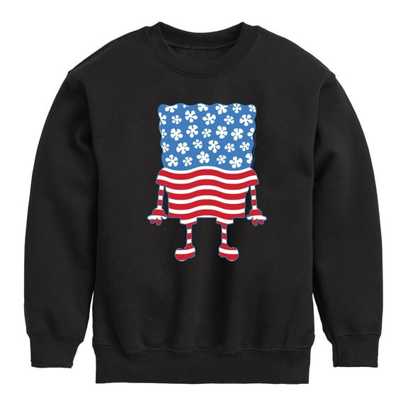 SpongeBob SquarePants - Silhouette Stars Stripes - Toddler & Youth Crewneck Fleece Sweatshirt