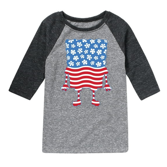 SpongeBob SquarePants - Silhouette Stars Stripes - Toddler & Youth Raglan Graphic T-Shirt