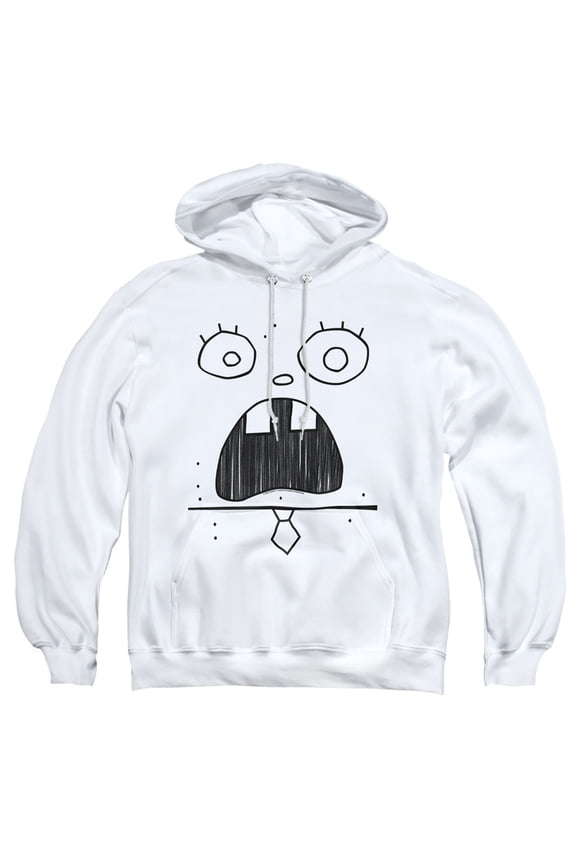 SpongeBob Doogle Face Adult Pull-Over Hoodie, White, Large