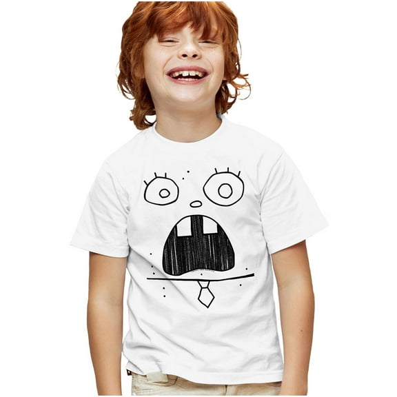 SpongeBob SquarePants SpongeBob Doogle Face Kids T Shirt for Youth Boys and Girls, Yellow, Medium