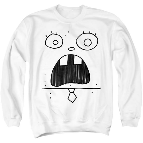 SpongeBob SquarePants SpongeBob Doogle Face Unisex Adult Crewneck Sweatshirt, White, 2X-Large