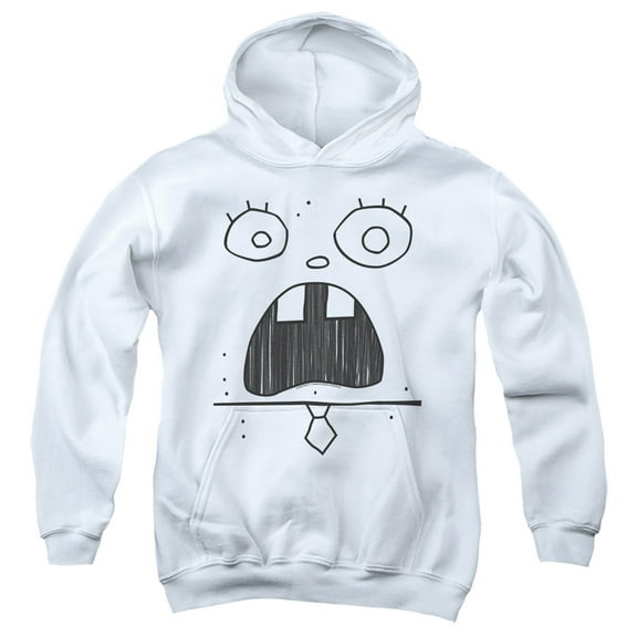 SpongeBob SquarePants SpongeBob Doogle Face Youth Kids Boy/Girls Pull-Over Hoodie, White, Medium