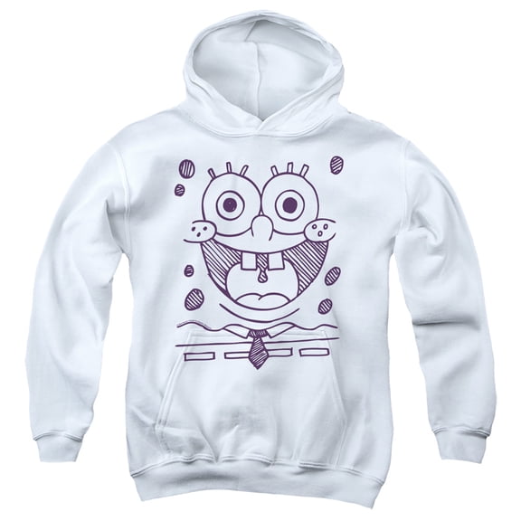 SpongeBob SquarePants SpongeBob Felt Pen Grin Youth Kids Boy/Girls Pull-Over Hoodie, White, X-Large