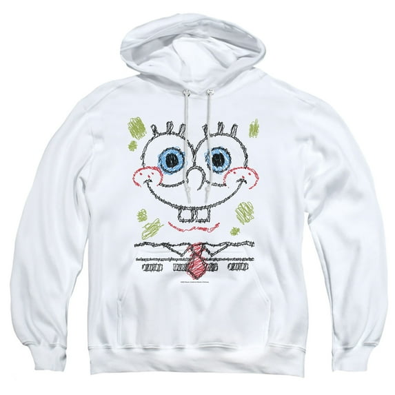 SpongeBob SquarePants SpongeBob Scribble Smile Adult Pull-Over Hoodie, White, 2X-Large