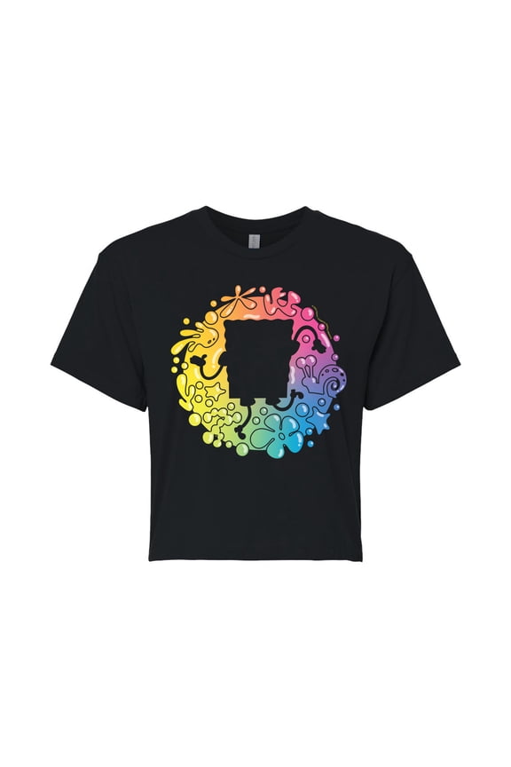 - SpongeBob Silhouette - Juniors Cropped Cotton Blend T-Shirt