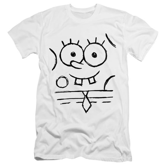 SpongeBob SquarePants SpongeBob Sketch Smile Unisex Adult Canvas Brand T Shirt, White, X-Large