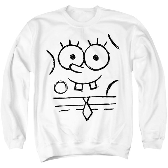 SpongeBob SquarePants SpongeBob Sketch Smile Unisex Adult Crewneck Sweatshirt, White, Large