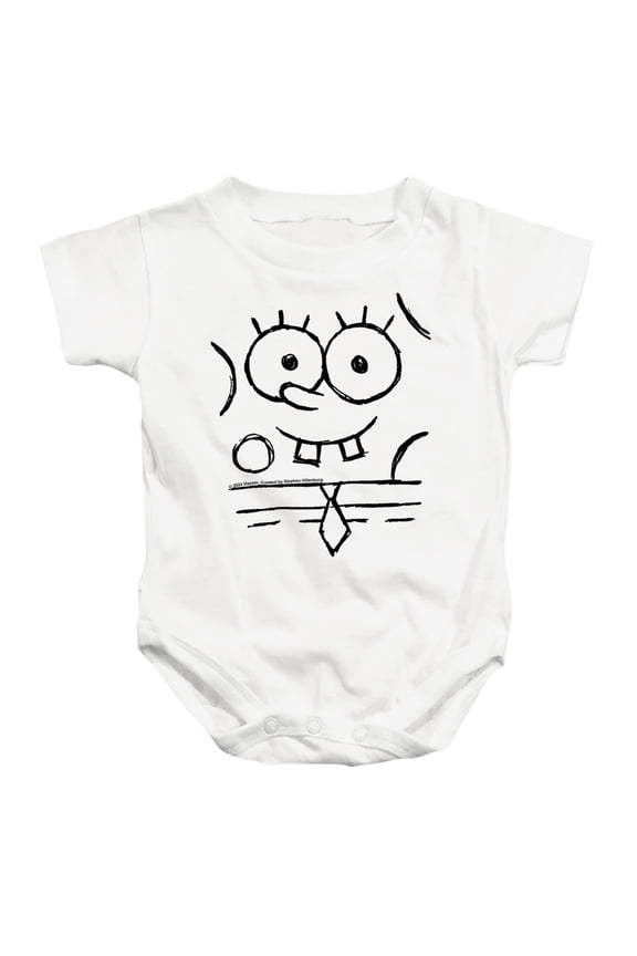 SpongeBob Sketch Smile Unisex Infant Snap Suit for Baby, White, Large