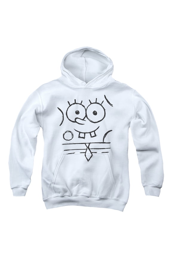SpongeBob Sketch Smile Youth Kids Boy/Girls Pull-Over Hoodie, White, Small