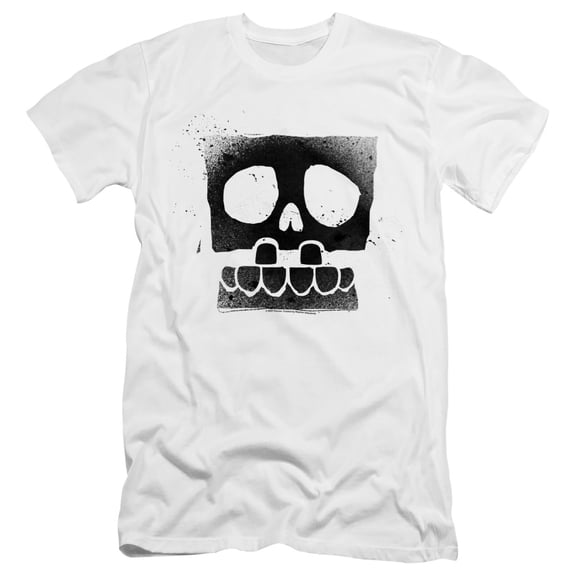 SpongeBob SquarePants SpongeBob Skull Spray Unisex Adult Canvas Brand T Shirt, White, 2X-Large