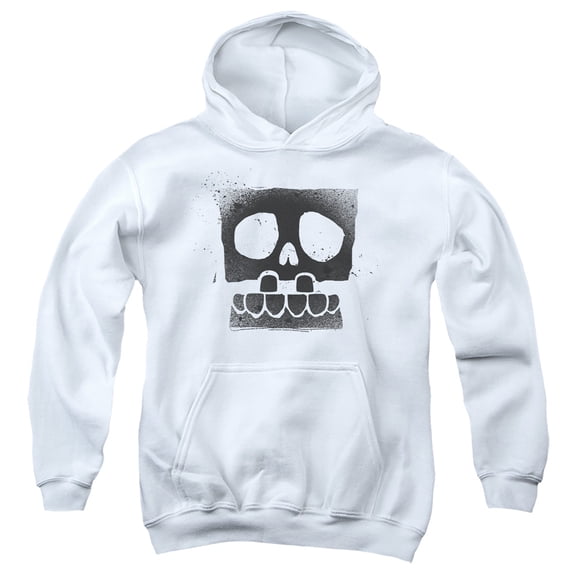 SpongeBob SquarePants SpongeBob Skull Spray Youth Kids Boy/Girls Pull-Over Hoodie, White, Small
