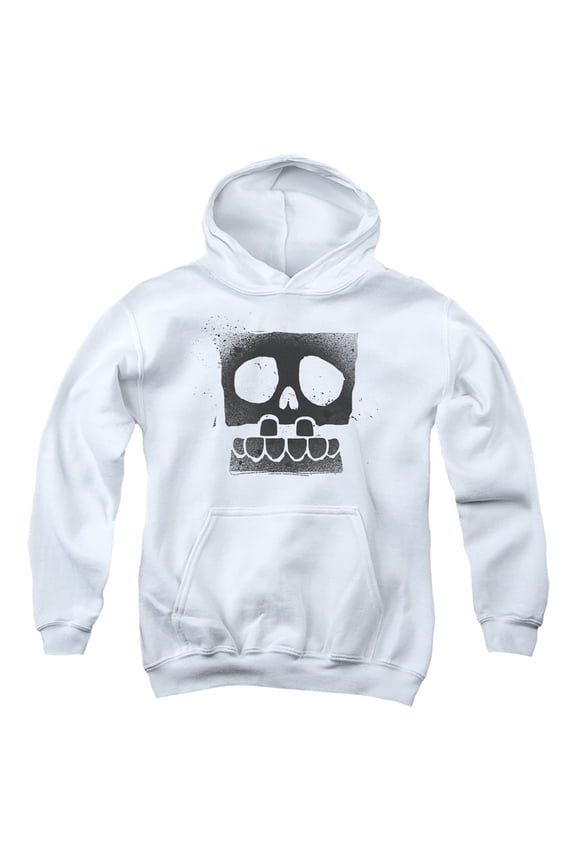 SpongeBob Skull Spray Youth Kids Boy/Girls Pull-Over Hoodie, White, Small