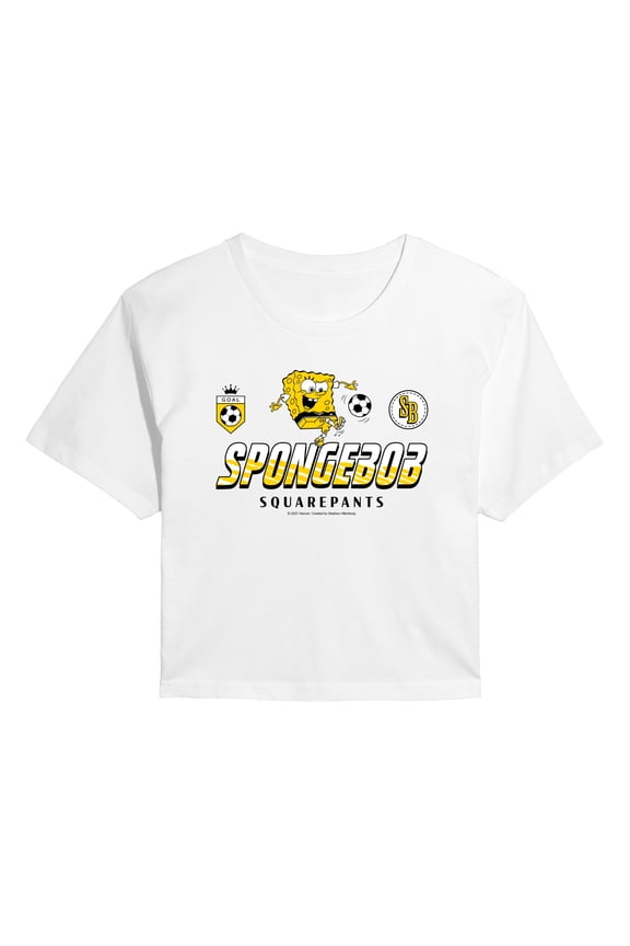 - SpongeBob Soccer Jersey - Juniors Cropped Graphic T-Shirt