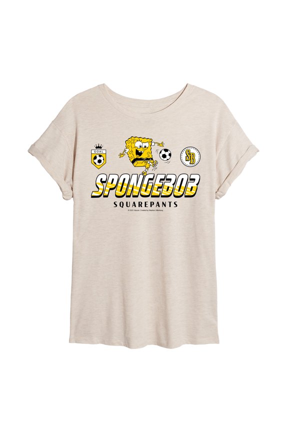 - SpongeBob Soccer Jersey - Juniors Oversized Graphic T-Shirt