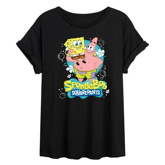 SpongeBob SquarePants - Spongebob And Patrick Logo - Juniors Ideal Flowy Muscle T-Shirt