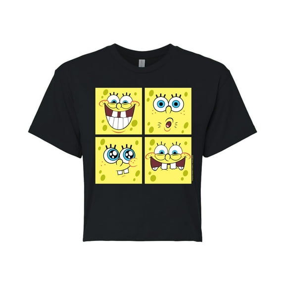 SpongeBob SquarePants - Spongebob Face - Juniors Cropped Cotton Blend T-Shirt