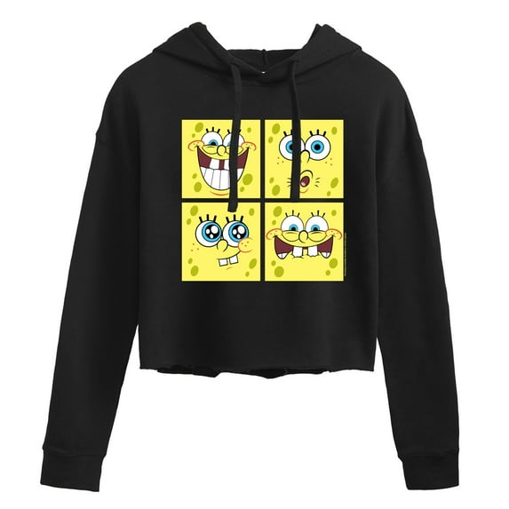 SpongeBob SquarePants - Spongebob Face - Juniors Cropped Pullover Hoodie