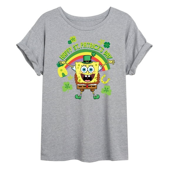SpongeBob SquarePants - Spongebob Happy St. Patricks Day - Juniors Ideal Flowy Muscle T-Shirt