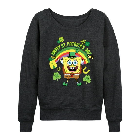 SpongeBob SquarePants - Spongebob Happy St Patricks Day - Women's Lightweight French Terry Long Sleeve Shirt