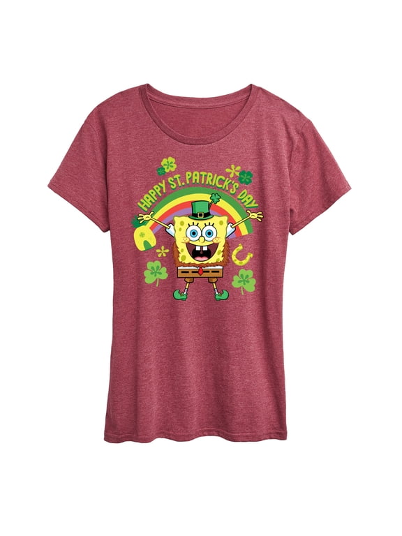 - Spongebob Happy St Patricks Day Women's Short Sleeve Graphic T-Shirt
