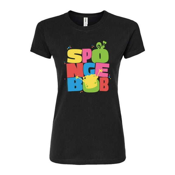 SpongeBob SquarePants - Spongebob Lettering - Juniors Fitted Graphic T-Shirt