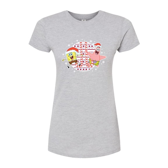SpongeBob SquarePants - Spongebob Patrick Candy Canes - Juniors Fitted Graphic T-Shirt