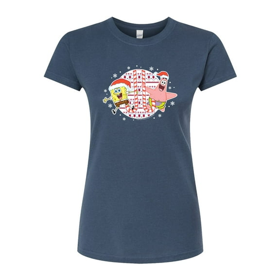 SpongeBob SquarePants - Spongebob Patrick Candy Canes - Juniors Fitted Graphic T-Shirt