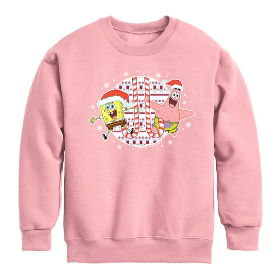 SpongeBob SquarePants - Spongebob Patrick Candy Canes - Toddler & Youth Crewneck Fleece Sweatshirt