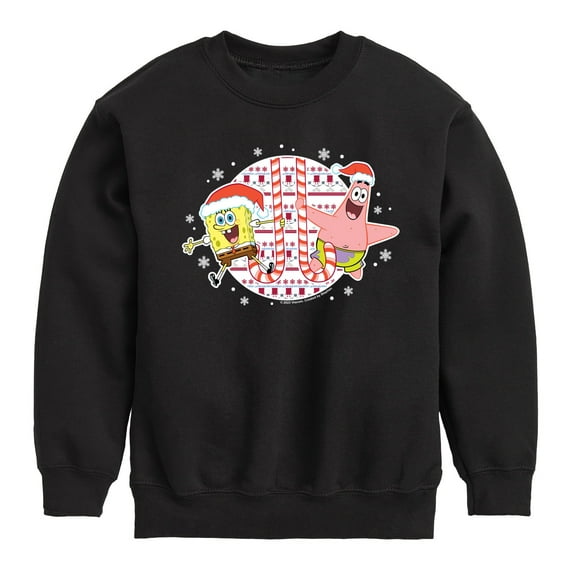 SpongeBob SquarePants - Spongebob Patrick Candy Canes - Toddler & Youth Crewneck Fleece Sweatshirt