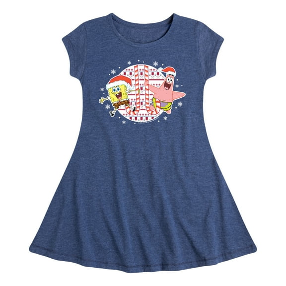 SpongeBob SquarePants - Spongebob Patrick Candy Canes - Toddler & Youth Girls Fit & Flare Dress