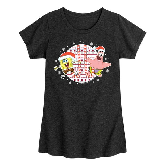 SpongeBob SquarePants - Spongebob Patrick Candy Canes - Toddler & Youth Girls Short Sleeve Graphic T-Shirt