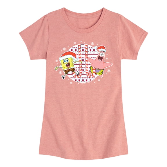 SpongeBob SquarePants - Spongebob Patrick Candy Canes - Toddler & Youth Girls Short Sleeve Graphic T-Shirt
