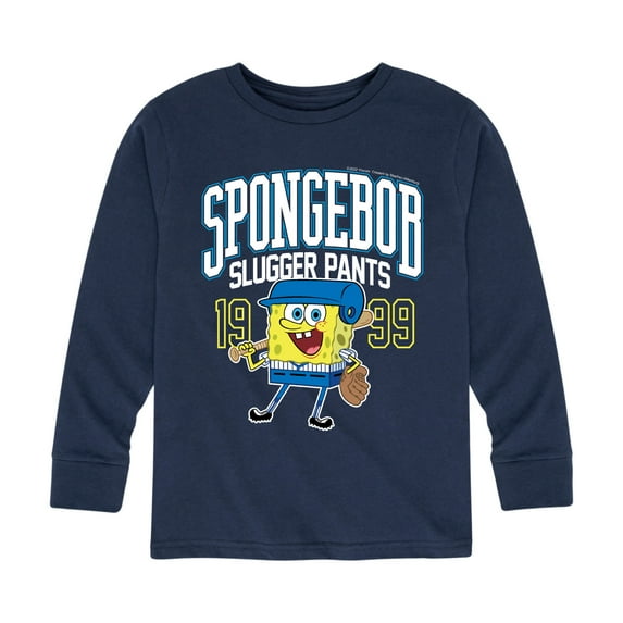 SpongeBob SquarePants - Spongebob Slugger Pants - Toddler And Youth Long Sleeve Graphic T-Shirt
