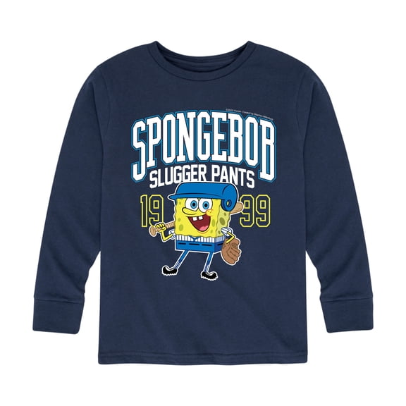 SpongeBob SquarePants - Spongebob Slugger Pants - Toddler And Youth Long Sleeve Graphic T-Shirt